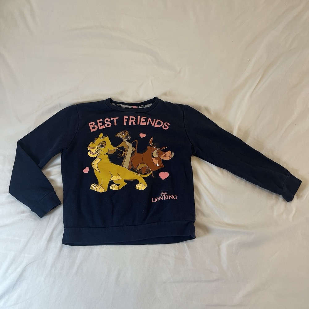 Lion King Sweatshirt Simba‎ Nala Timon Pumbaa Navy Blue Size 6
